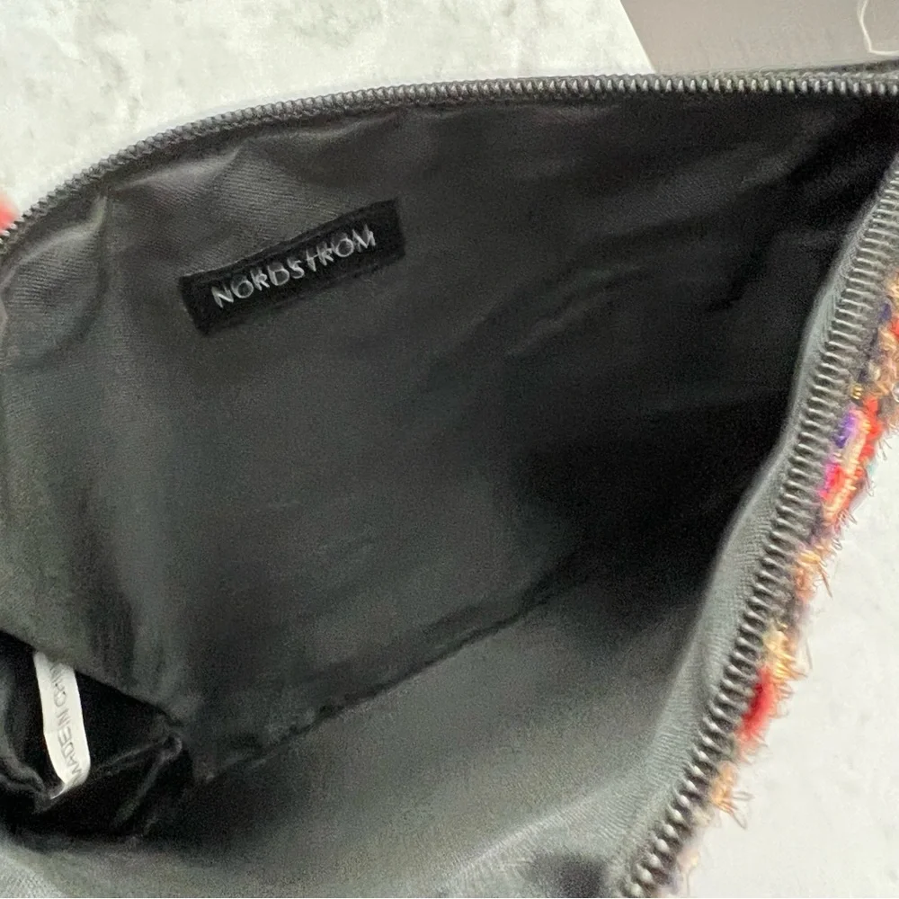 NWT Nordstrom Tweed Beauty Makeup Cosmetic Bag Zipper Pouch Case